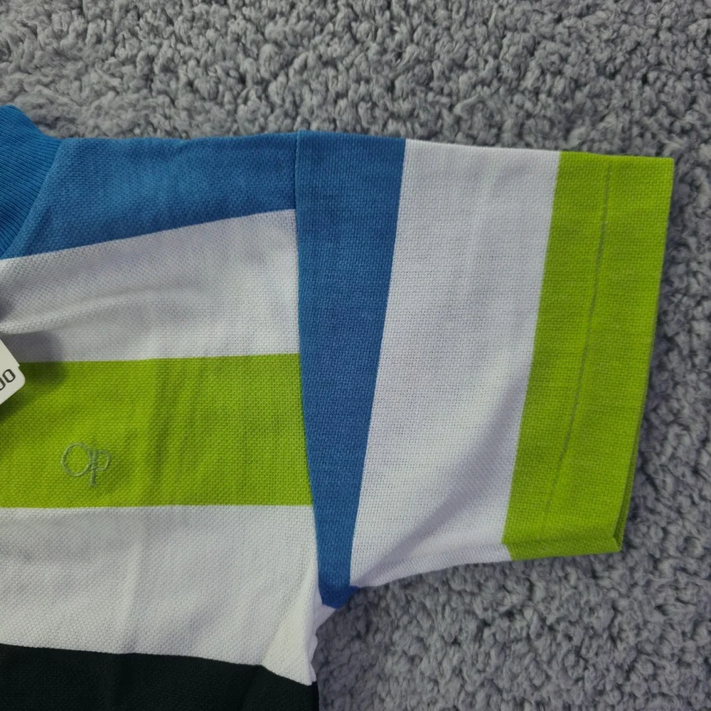 Ocean Pacific Kids Large Short Sleeve Striped T-Shirt Blue Green White NWT USA